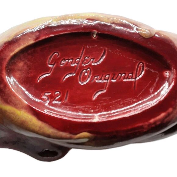 Vintage MCM Gonder Pottery 521 Cornucopia Mottled Mauve Ceramic Planter Vase - Picture 8 of 8